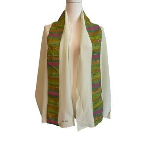 Vtg. 70s KEN SCOTT Silk Scarf Stoll Wrap‎ Made In Italy Signed Colorful